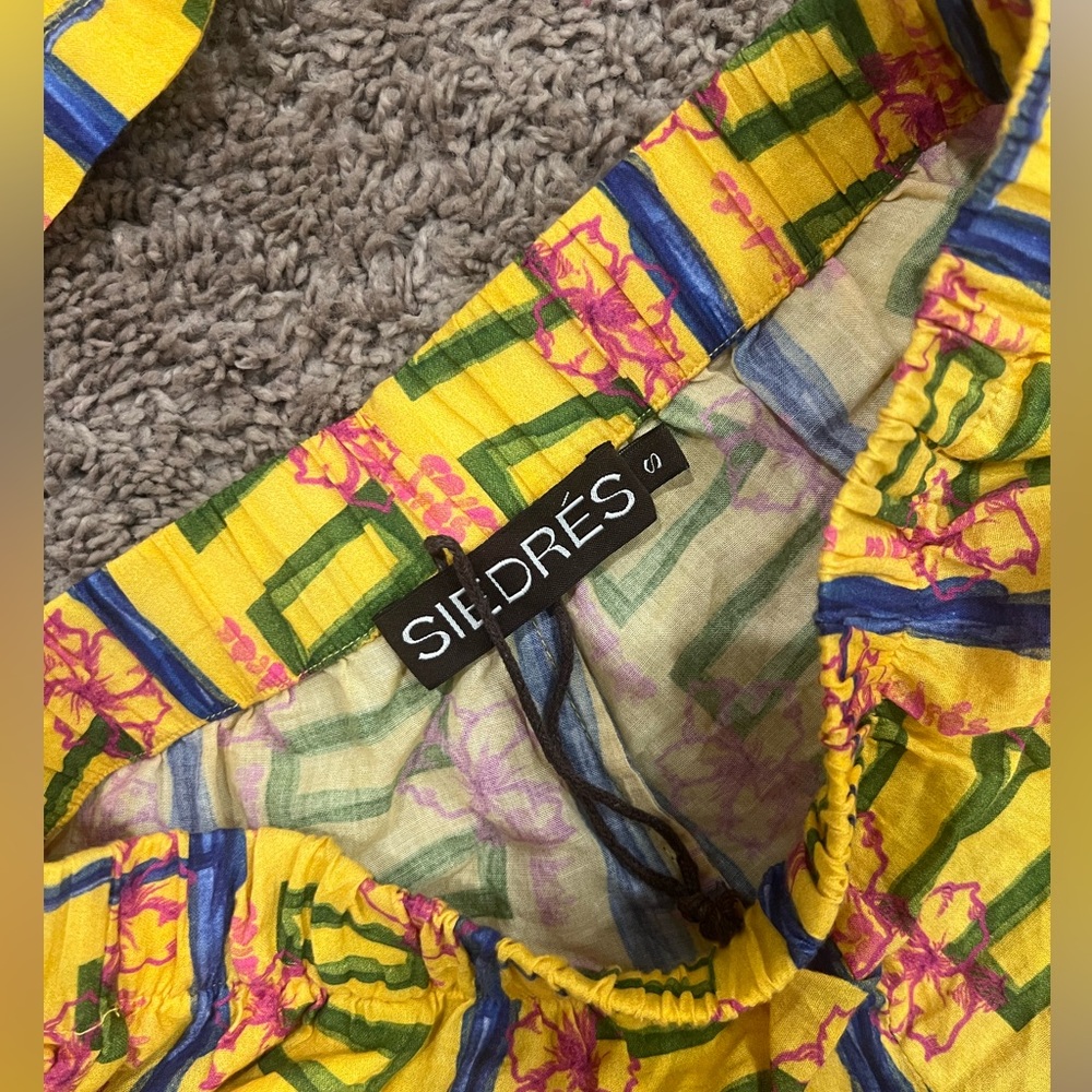 SIEDRES Yellow and Blue Patterned Women Shorts - Picture 7 of 8